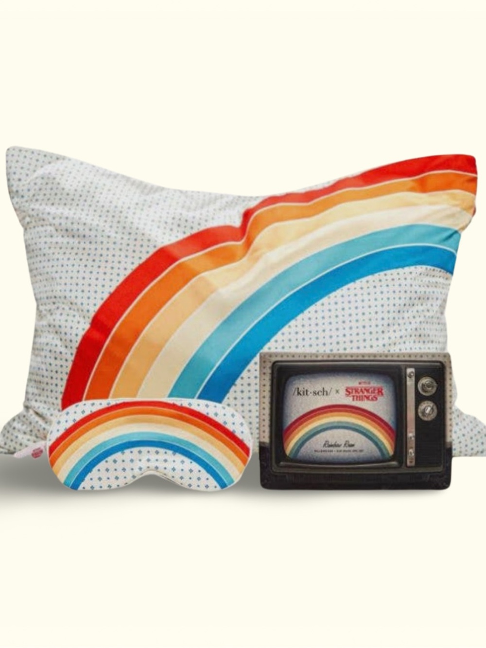 Kitsch x Netflix Stranger Things Rainbow Room Pillowcase + Eye Mask 2-Piece Set